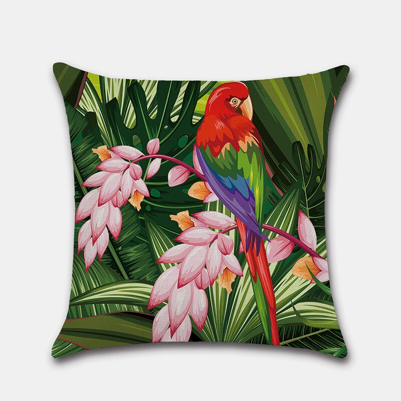 1 Pc Obliečka Na Vankúš Tropický Kvet Na Vankúšik Na Flamingo Papagájový List Obliečky Na Digitálnu Tlač Bez Jadra