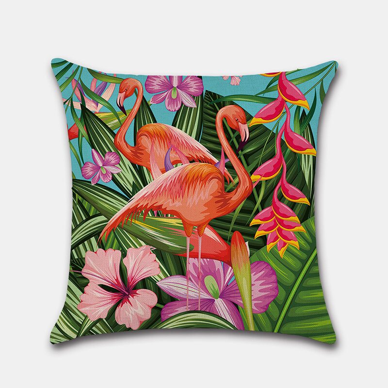 1 Pc Obliečka Na Vankúš Tropický Kvet Na Vankúšik Na Flamingo Papagájový List Obliečky Na Digitálnu Tlač Bez Jadra