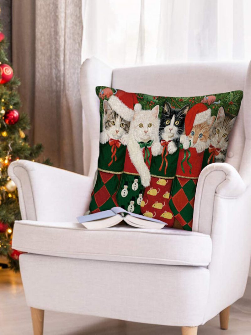 1 Pc Posteľná Bielizeň Vianočná Dekorácia Pre Mačky V Spálni Obývacia Izba Pohovka Obliečka Na Vankúš Na