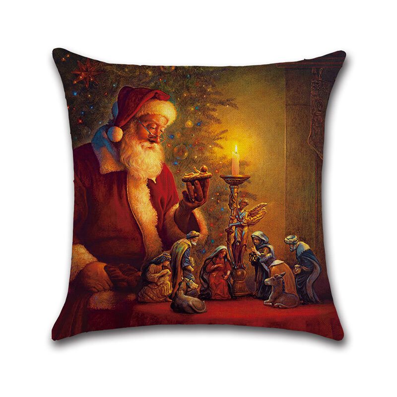 1 Pc Vianočný Vzor Santa Claus Obliečky Na Vankúše Domáca Pohovka Art Decor Mäkká Obliečka Na Vankúš Na