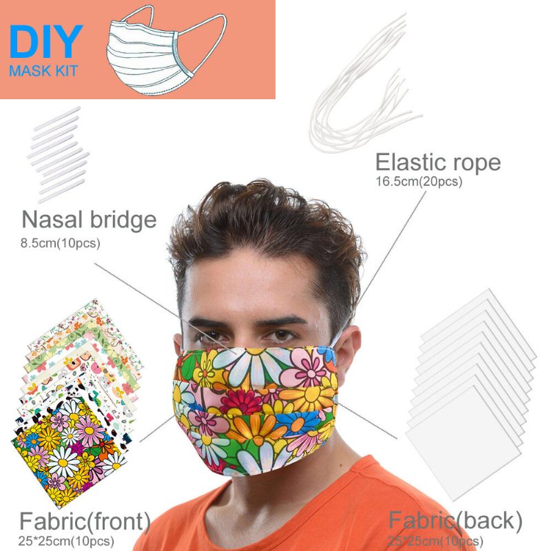10 Kusov Materiálu Diy Maska Roztomilá Potlačená Bavlnená Elastická Šnúrka Do Uší Páska