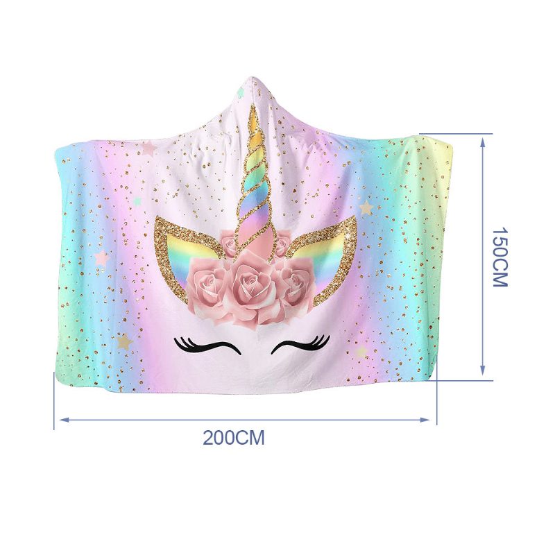 150 X 200 cm 3d Tlač Plyšová Deka S Kapucňou Flanelová Prikrývka S Čiapkou Na Nosenie