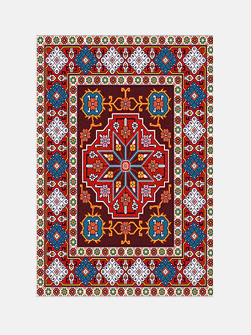 1ks Bohemia Style Retro Ethnic Overlay Geometrický Vzor Obývacia Izba Jedáleň Spálňa Stôl Nočný Sedenie Protišmykový Koberec