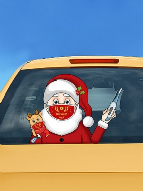 1ks Vianočná Nálepka Na Stierače V Maske Santa Clausa Odnímateľné Nálepky Na Zadné Sklo Na Auto