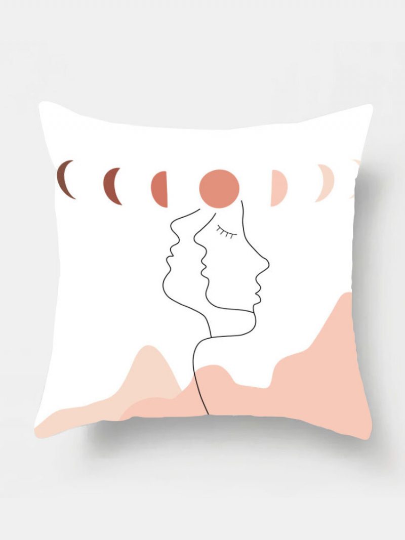 1pc Moon Simple Printing Obliečka Na Vankúš Home Decor Pohovka Obývacia Izba Poťah Na Vankúšik Do Auta