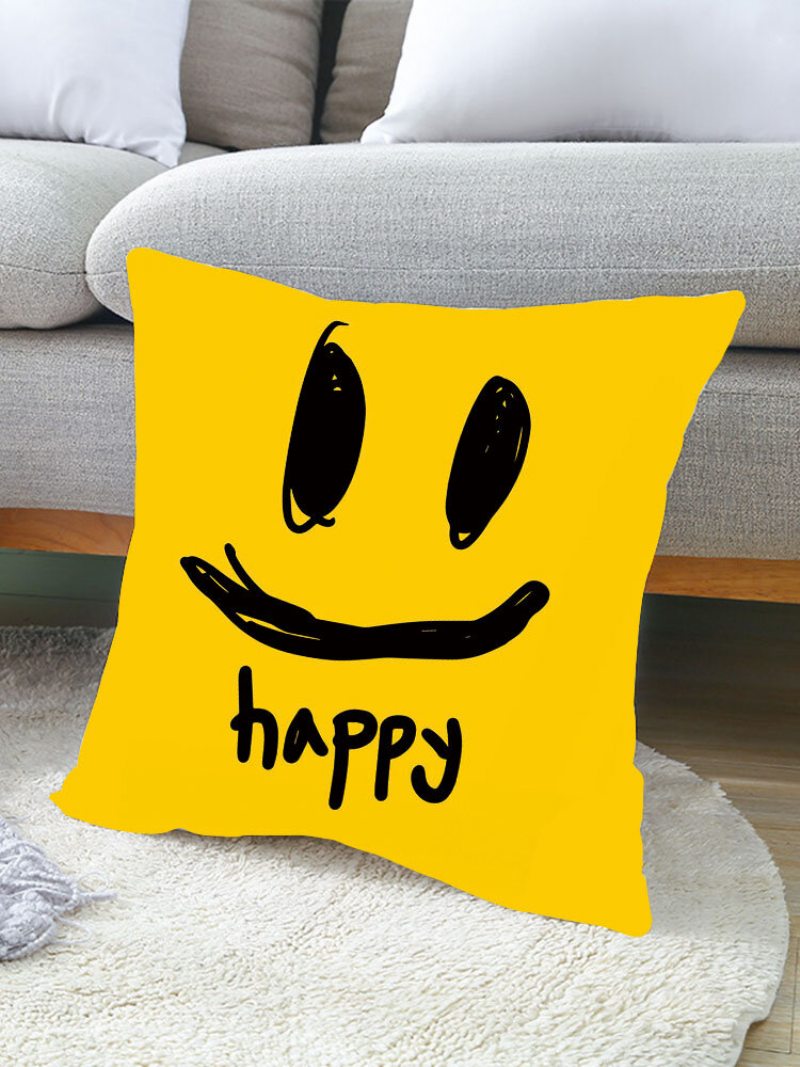 1pc Smile Cartoon Jednoduchá Tlač Obliečka Na Vankúš Domáca Dekorácia Pohovka Obývacia Izba Poťah Na Vankúšik Do Auta