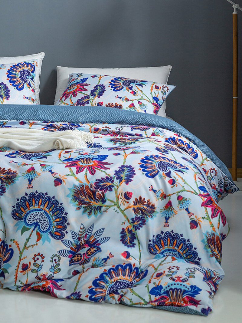 2/3 Ks Bohemian Floral Overlay Print Pohodlná Súprava Posteľnej Bielizne Obliečka Na Vankúš Twin King