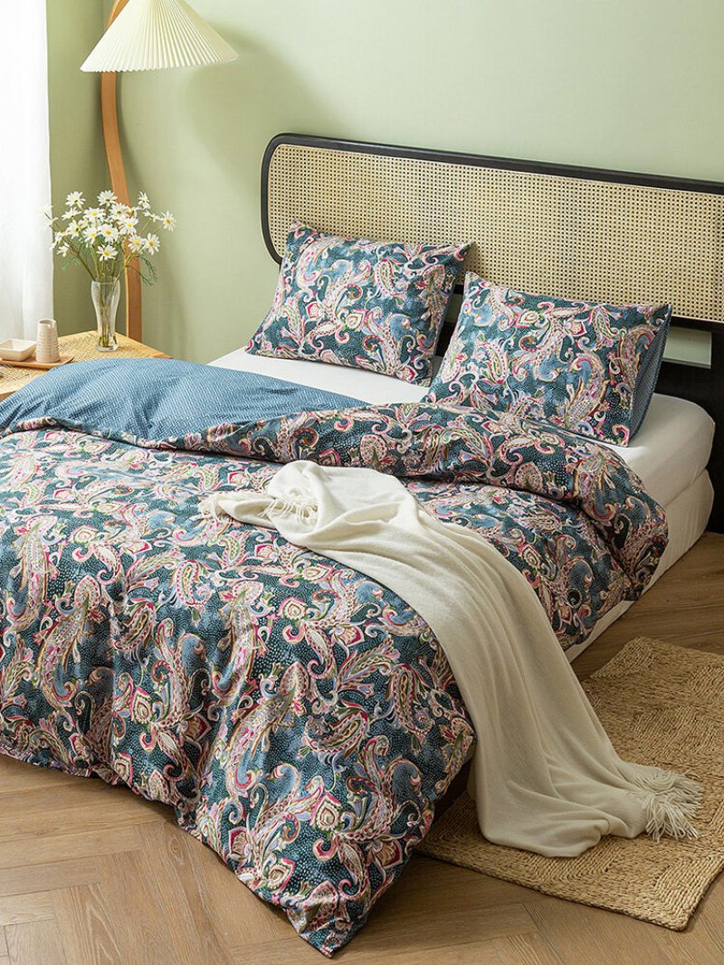 2/3 Ks Bohemian Floral Overlay Print Pohodlná Súprava Posteľnej Bielizne Obliečka Na Vankúš Twin King