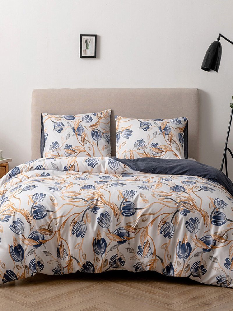 2/3 Ks Floral Overlay Print Pohodlná Súprava Posteľnej Bielizne Obliečka Na Vankúš Twin King