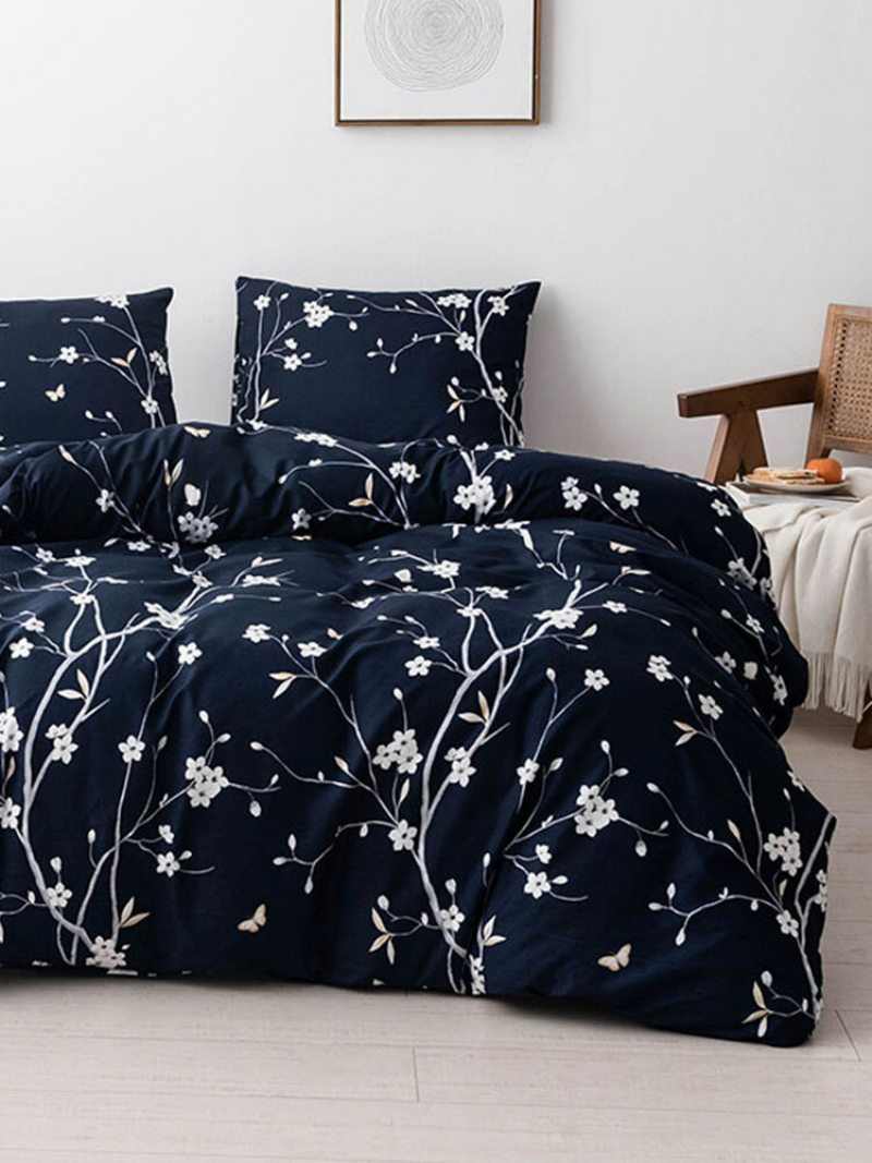 2/3 Ks Floral Overlay Print Pohodlná Súprava Posteľnej Bielizne Obliečka Na Vankúš Twin King