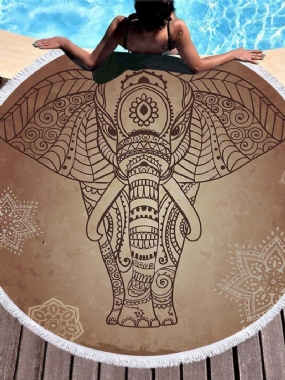 3d Totem Bohémska Mandala S Potlačou Slonov Plážové Osušky Z Mikrovlákna Okrúhly Tvar Pikniková Deka