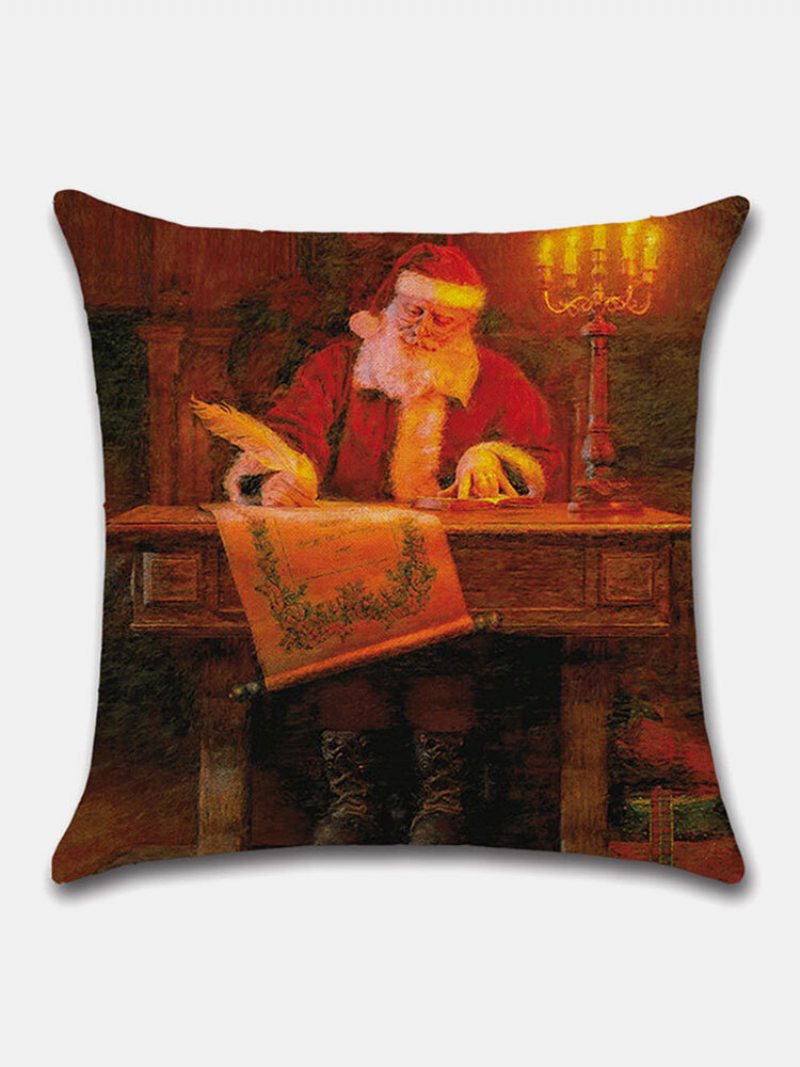 4 Ks Sada Vianočný Vzor Santa Claus Obliečky Na Vankúše Domáca Pohovka Art Decor Jemná Obliečka Na Vankúš Na