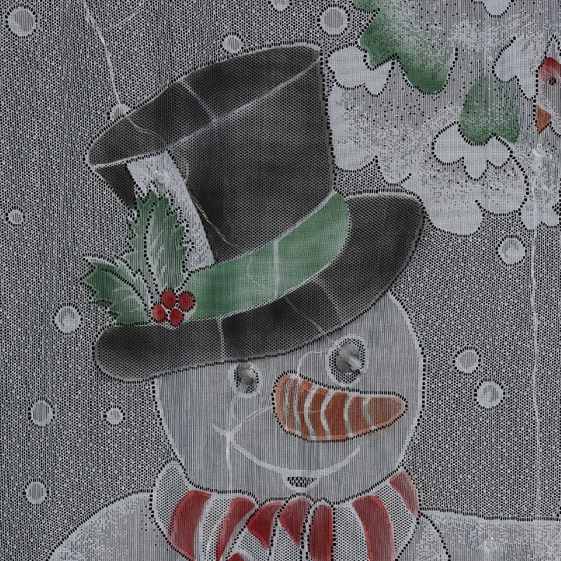 40x84 Palce Vianočný Snehuliak Biely Čipkovaný Okenný Záves S Led Šnúrkou