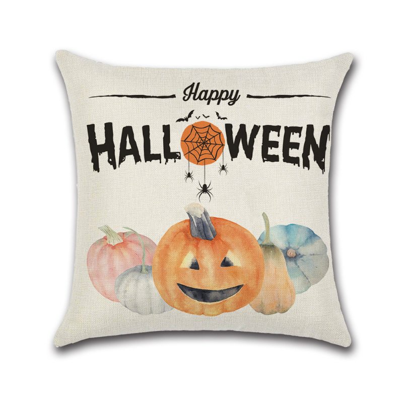 4ks Happy Halloween Throw Obliečka Na Vankúš Jesenná Tekvica Puzdro Na Pohovku 18 X 18 Palcov Bavlnené Obliečky