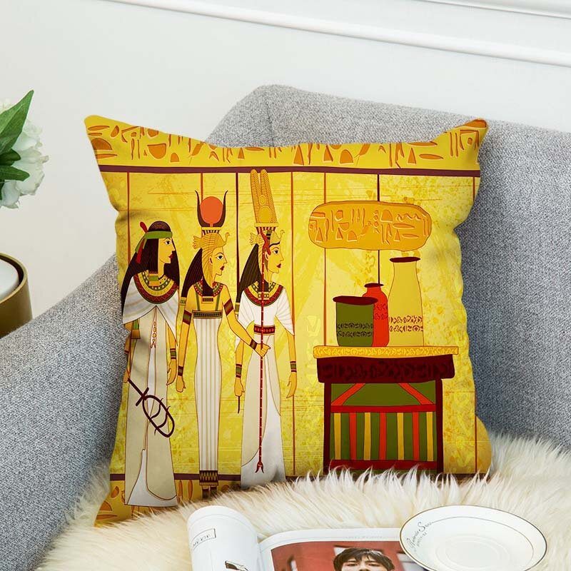 Ab Obojstranný Plyšový Bavlnený Poťah Na Vankúš V Egyptskom Štýle Vintage Dekor Na Pohovku Obliečka Na