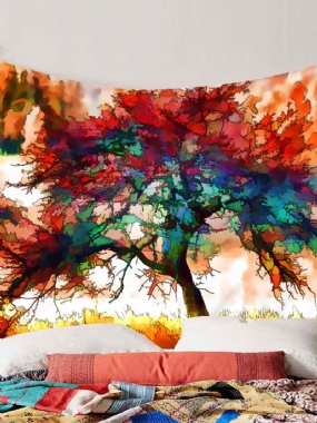 Akvarelová Maľba Farebná Stromová Nástenná Gobelínová Domáca Dekoratívna Tapiséria Plážové Uteráky Na Jogu