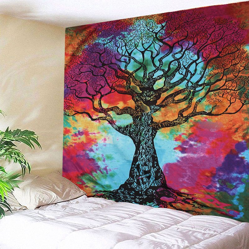 Akvarelová Maľba Farebná Stromová Nástenná Gobelínová Domáca Dekoratívna Tapiséria Plážové Uteráky Na Jogu