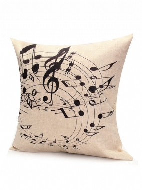 Black Music Notes Melody Téma Obliečka Na Vankúš Na 45 cm