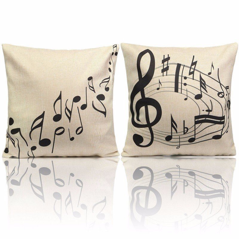 Black Music Notes Melody Téma Obliečka Na Vankúš Na 45 cm