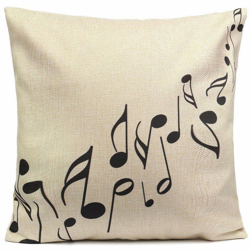 Black Music Notes Melody Téma Obliečka Na Vankúš Na 45 cm