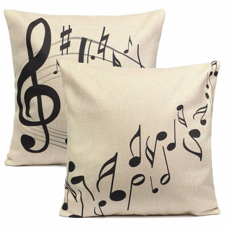 Black Music Notes Melody Téma Obliečka Na Vankúš Na 45 cm