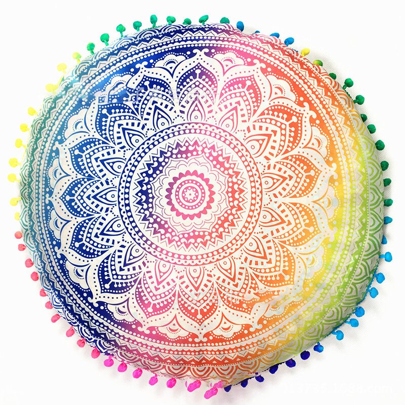 Gradient Bohémsky Kvetinový Mandala Okrúhly Poťah Na Sedadlo Domáce Spálňa Pohovka Art Decor Na Vankúš