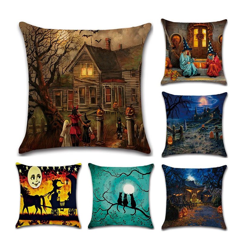 Halloween Čarodejnice Tekvica Vzor Obliečky Na Vankúš Domáca Pohovka Art Decor