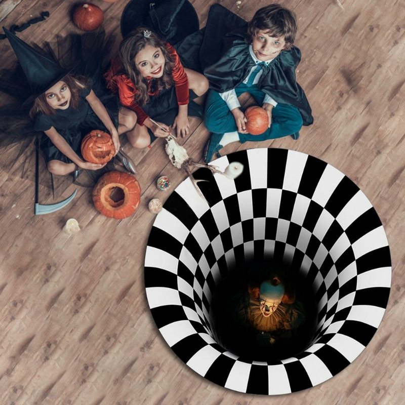 Halloweenska Rohožka Protišmyková Dekorácia Na Dvere Koberec 3d Illusion Desivý Klaun Halloweensky Dekoračný