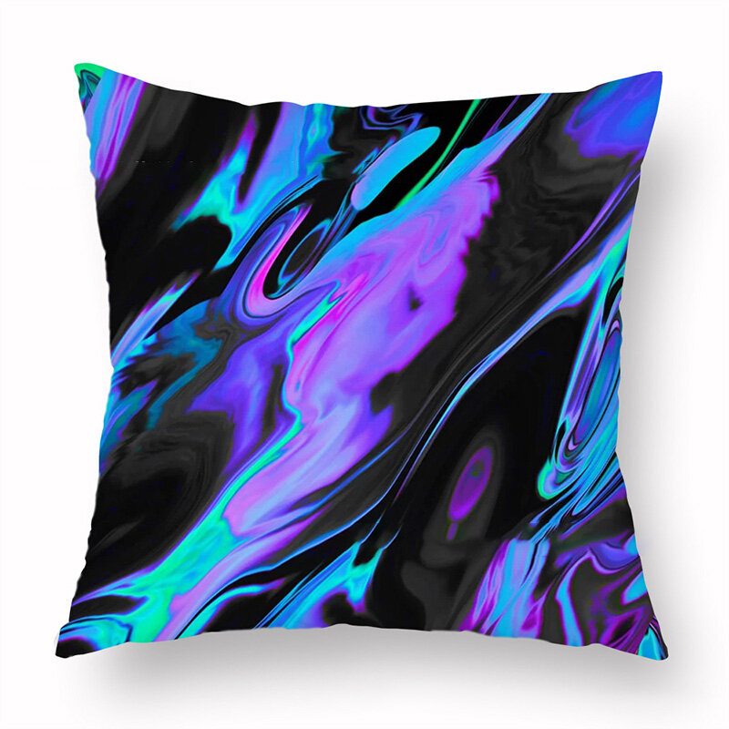 Krátky Plyšový Poťah Na Vankúš V Štýle Ins Abstrakt Farebná Potlač Home Art Decor Pohovka Throw Obliečka Na