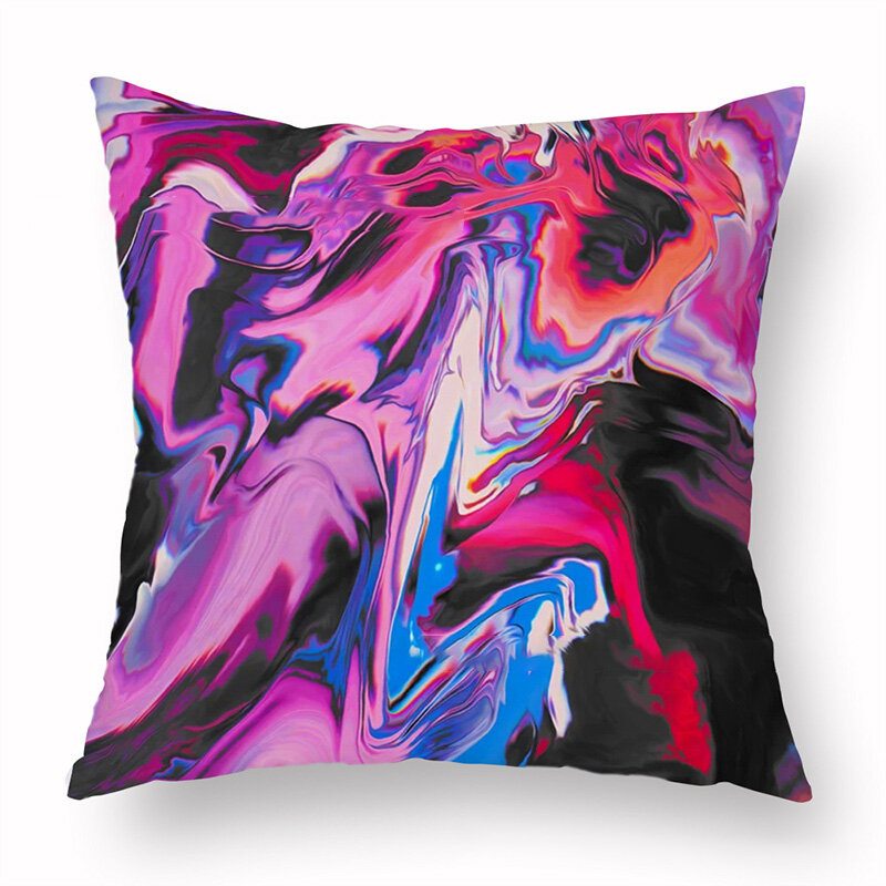 Krátky Plyšový Poťah Na Vankúš V Štýle Ins Abstrakt Farebná Potlač Home Art Decor Pohovka Throw Obliečka Na