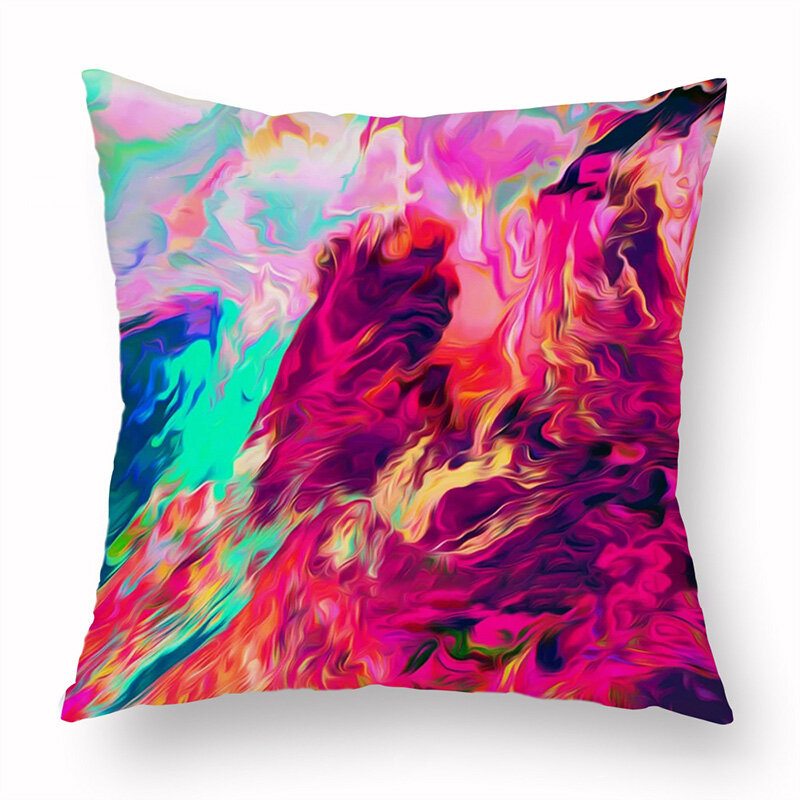 Krátky Plyšový Poťah Na Vankúš V Štýle Ins Abstrakt Farebná Potlač Home Art Decor Pohovka Throw Obliečka Na