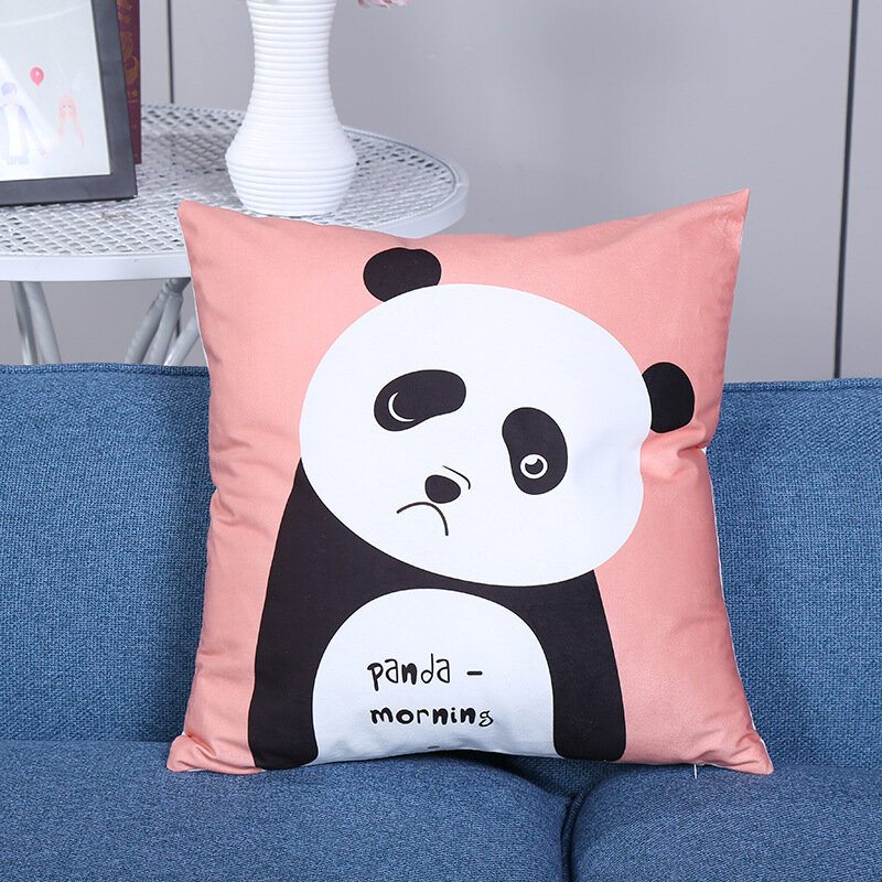 Kreslená Potlač Panda Ľan Bavlna Poťah Na Vankúš Jemné Obliečky Na Vankúše Domáca Pohovka Kancelária