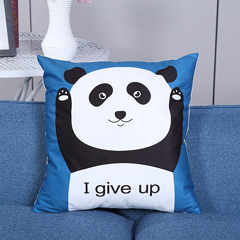 Kreslená Potlač Panda Ľan Bavlna Poťah Na Vankúš Jemné Obliečky Na Vankúše Domáca Pohovka Kancelária