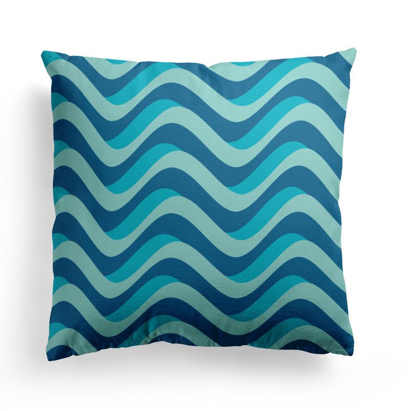 Modré Geometrické Prúžky Plédy Poťah Na Vankúš Nordic Line Waves Sofa Throw Obliečka Na