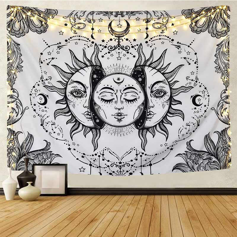 Nástenná Dekorácia S Gobelínom Moon And Sun Mandala Bohémsky Prehoz