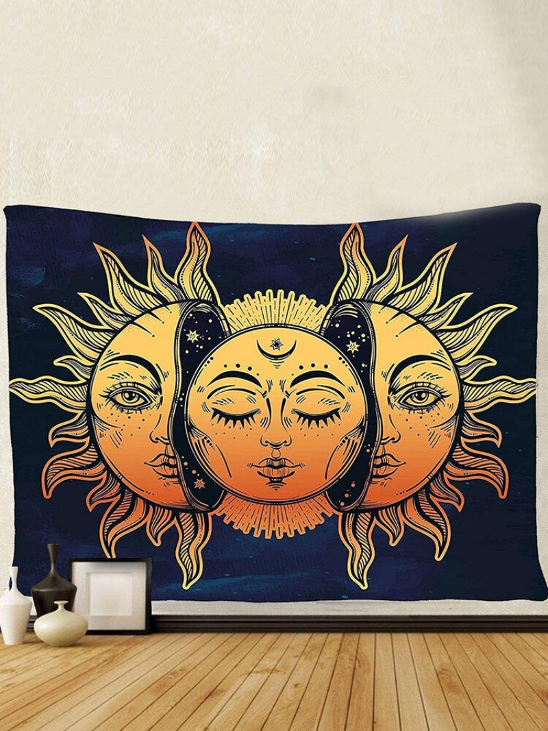 Nástenná Dekorácia S Gobelínom Moon And Sun Mandala Bohémsky Prehoz