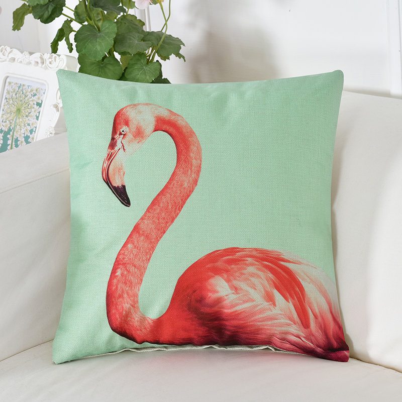 Obliečka Na Vankúš S Kreatívnym Kresleným Vzorom Flamingo Z Bavlny