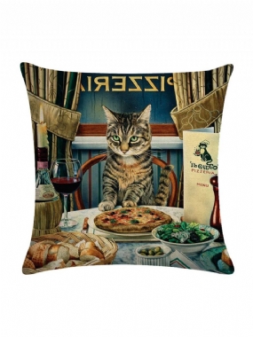 Obliečka Na Vankúš Z Perzskej Mačky Vo Vintage Štýle S Potlačou Domácej Pohovky Art Decor Kancelársky Poťah Na