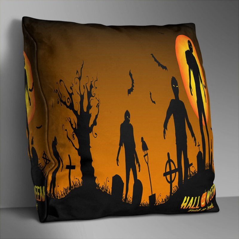 Obojstranne Potlačený Polyesterový Halloweensky Poťah Na Vankúš Domáca Pohovka Soft Throw Obliečka Na Art Decor