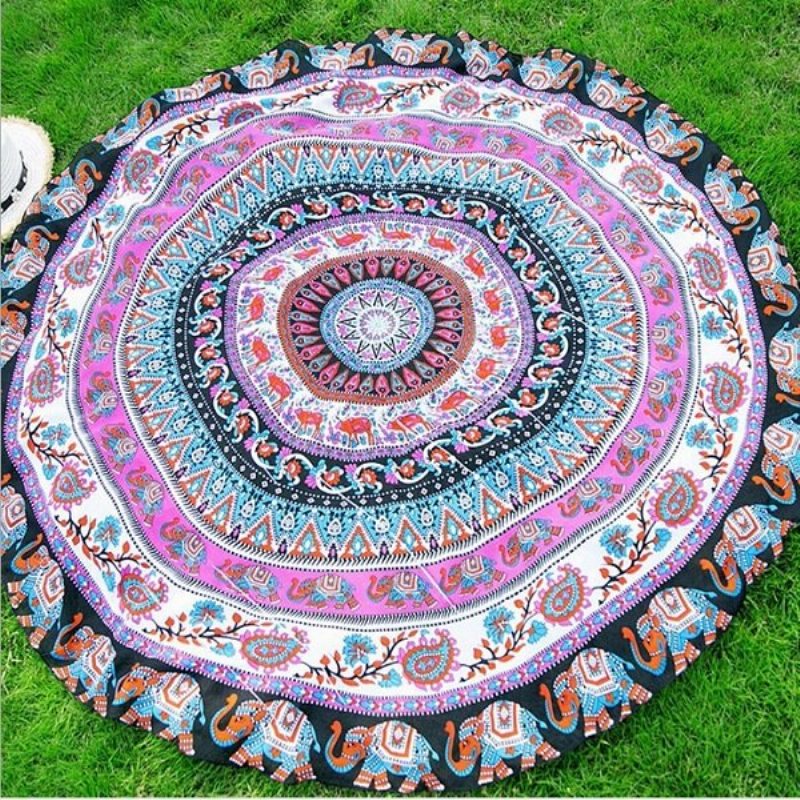 Plážová Osuška Okrúhleho Tvaru Bohemia Style 150 cm Multifunkčná Podložka