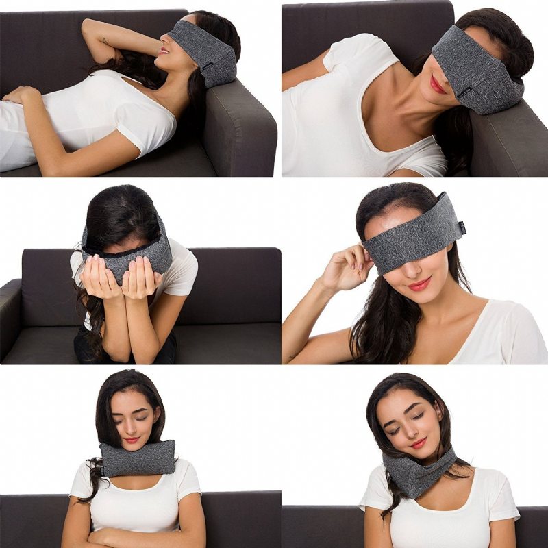 Prenosné Cestovné Kompaktná Vankúšová Maska Na Oči 2 V 1-mäkké Okuliare Na Krk Support Pillow For Airplane