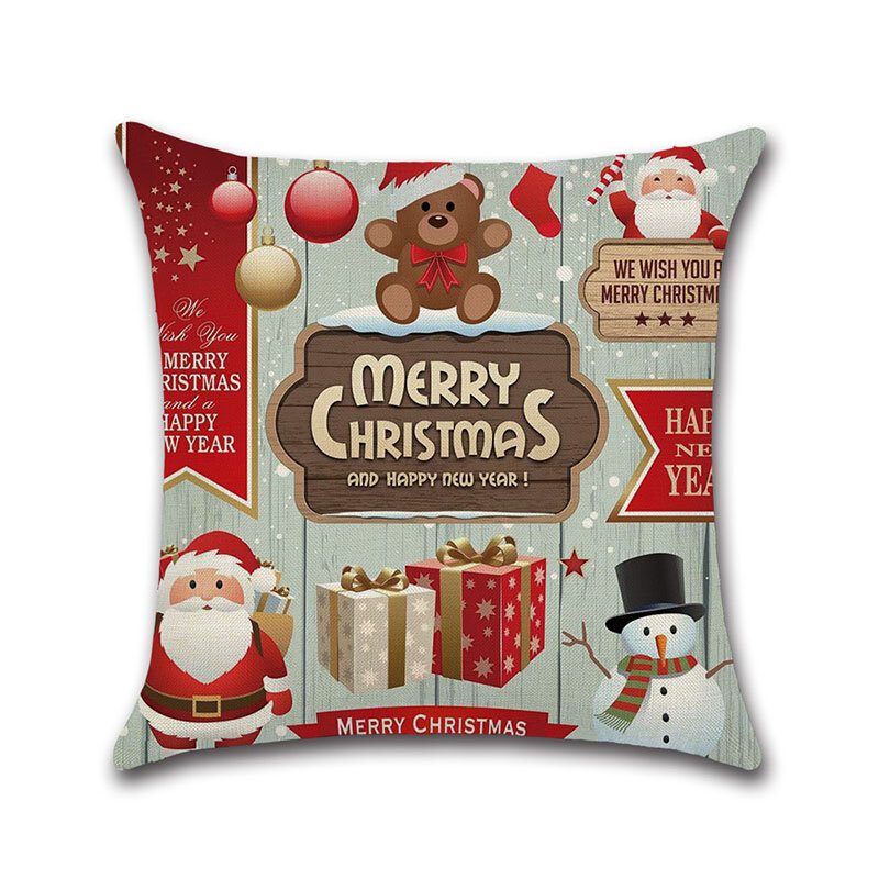 Retro Kreslený Film Santa Elk Ľanový Poťah Na Vankúš Domáca Pohovka Soft Throw Obliečky Na Vankúše Art Decor