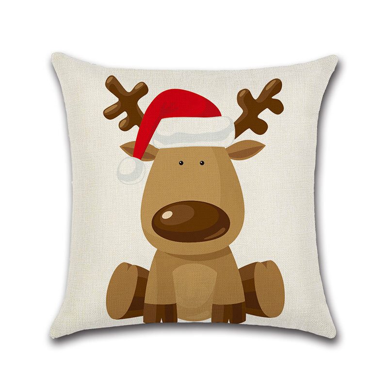 Retro Kreslený Film Santa Elk Ľanový Poťah Na Vankúš Domáca Pohovka Soft Throw Obliečky Na Vankúše Art Decor