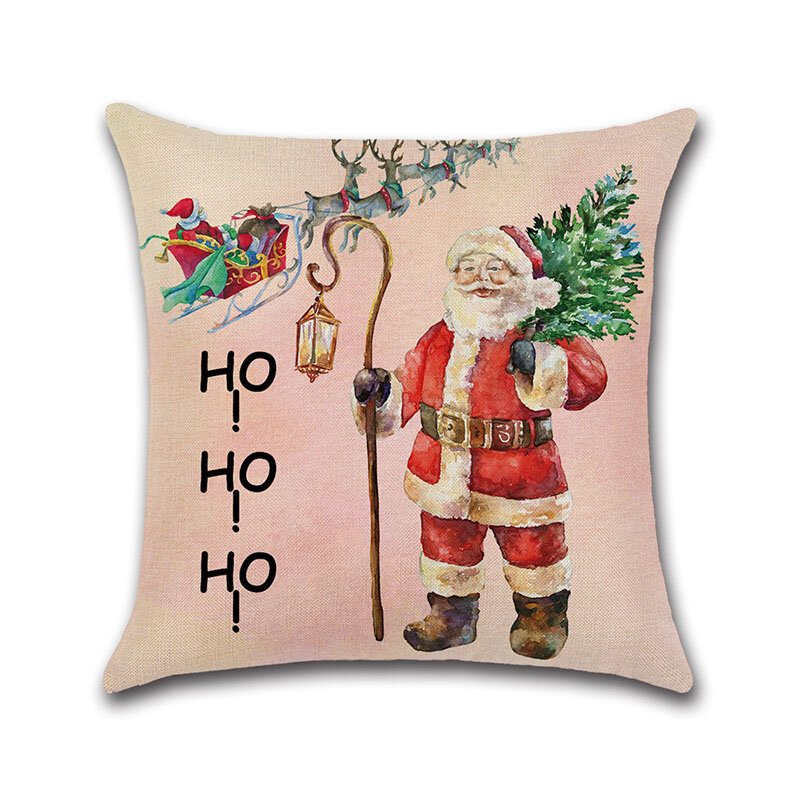 Retro Veselé Vianoce Santa Vzor Obliečky Poťah Na Vankúš Domáca Pohovka Mäkké Na Vankúše Art Decor