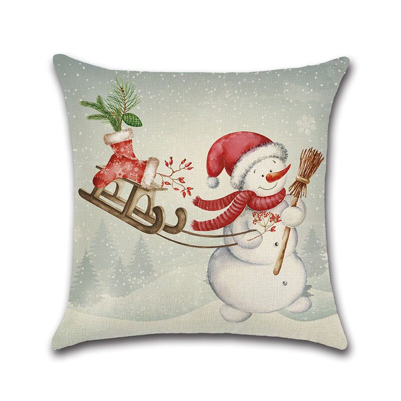 Retro Vianoce Santa Snehuliak Vzor Obliečky Poťah Na Vankúš Domáca Pohovka Mäkké Na Vankúše Art Decor