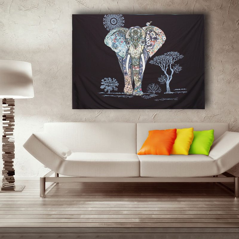 Slon Indický Mandala Plážový Uterák Na Stenu Závesný Gobelín Bohemian Throw Mat Dorm Cover