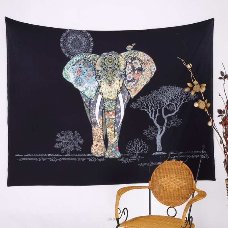 Slon Indický Mandala Plážový Uterák Na Stenu Závesný Gobelín Bohemian Throw Mat Dorm Cover