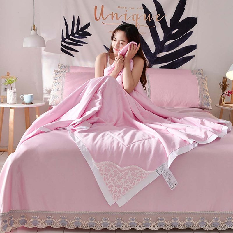 Summer Cool Quilt Spacia Podložka Súprava Obliečky Na Vankúš Pre Home Design Polyester A Ľadový Hodváb Materiál 3 Ks Alebo 4 Ks