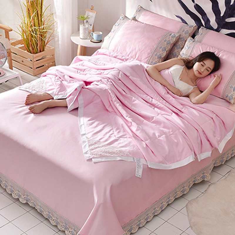 Summer Cool Quilt Spacia Podložka Súprava Obliečky Na Vankúš Pre Home Design Polyester A Ľadový Hodváb Materiál 3 Ks Alebo 4 Ks