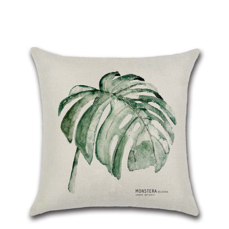 Tropické Rastliny Obliečka Na Vankúš Polyester Na Dekoratívna Na Do Auta Zelené Listy Motív Štvorcový 45*45cm